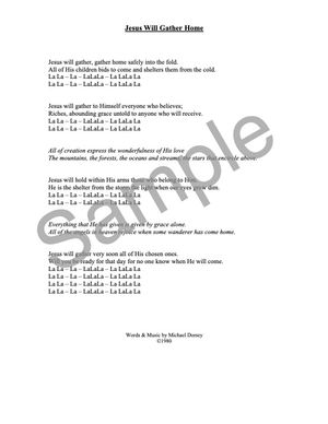 JESUS WILL GATHER HOME - Lyric Sheet