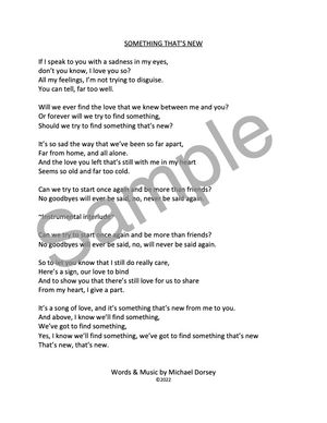 SOMETHING THAT'S NEW - Lyric Sheet