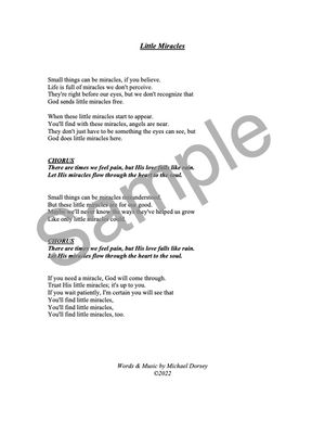 LITTLE MIRACLES - Lyric Sheet