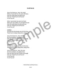 FOR ALL YOU DO - Lyric Sheet