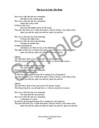 HIS LOVE IS LIKE THE RAIN - Lyric Sheet