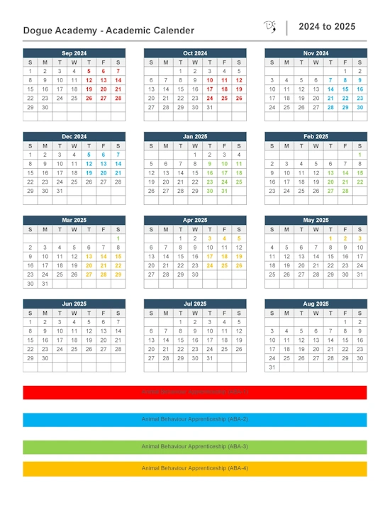 Dogue Academy calendar
