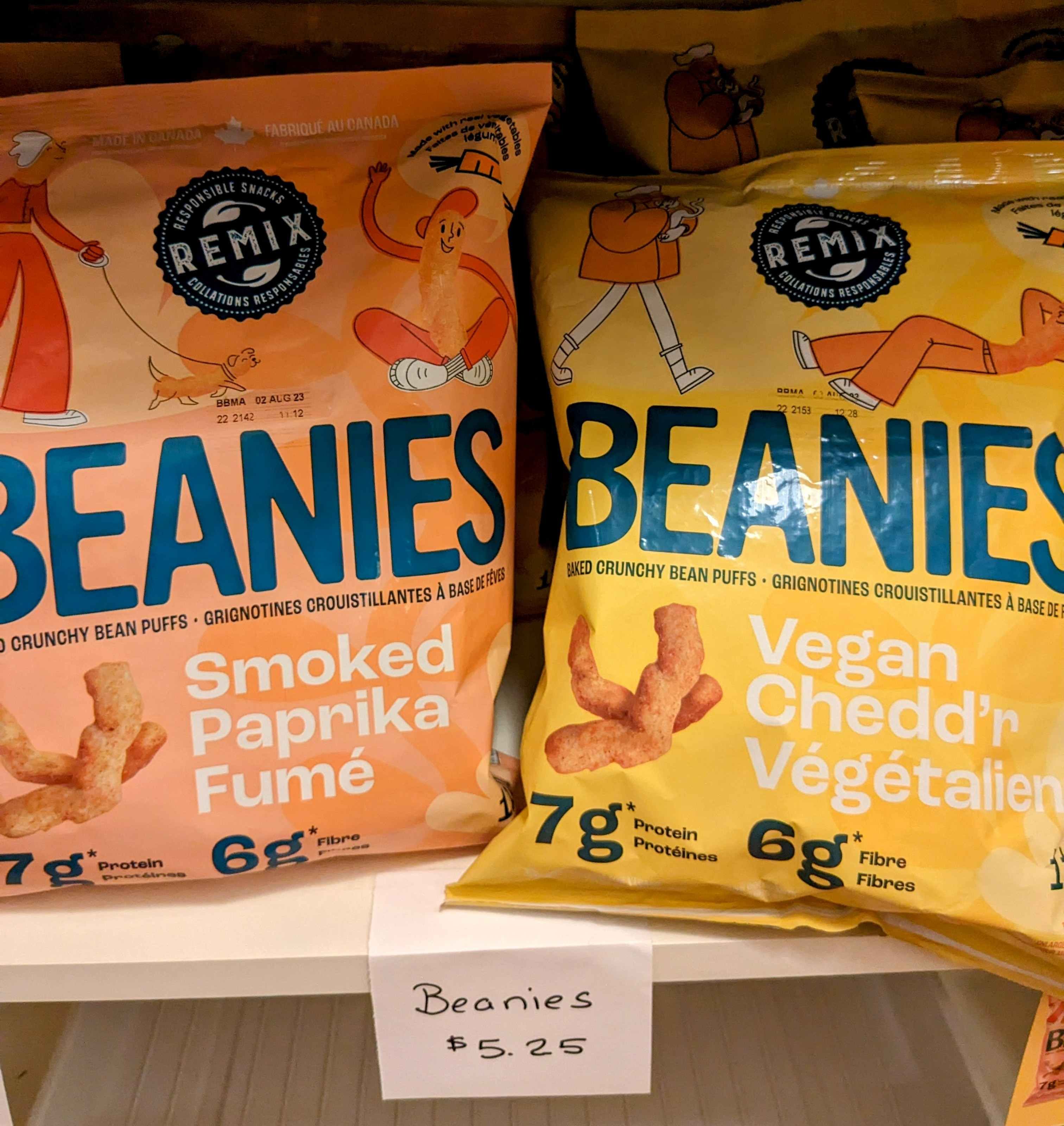 Two packages of Beanies snacks by Remix