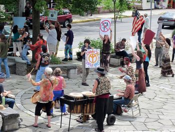 The anti-war protest in Woodstock in "Peace, Love and Misunderstanding"
