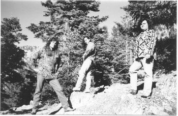 promo foto of valles brothers band..valles flying machine 1991...los angeles california...on site @ mount baldy...
