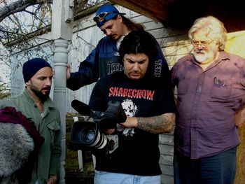 On Set of Aconite. Ben Dixon, Gunnar Hansen, Jeff Wilson, and Chris Rucker.
