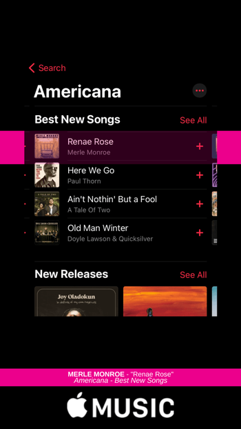 "Renee Rose" written by Tim Raybon - chosen as an iTunes New Favorite Song for Americana
