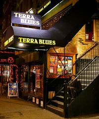 Brad Vickers w Bluesmen Steve Guyger & Bobby Radcliff at Terra Blues