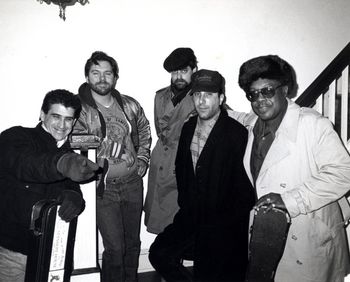 Brad Vickers on the road with Little Mike & The Tornadoes and Jimmy Rogers 1987
