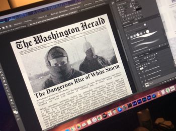 Laying out a fictional headline in a fictional DC newspaper
