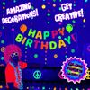 Neon Happy Birthday Hanging Letter Banner 