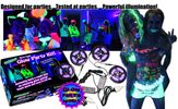3 x GLOW PARTY KITS - UV BLACK LIGHTS & Free EXPRESS postage!