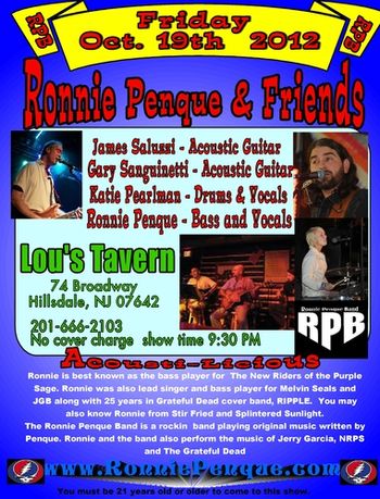 Ronnie & Friends Acoustic show - Lou's Hillsdale, NJ 10-19-12
