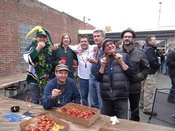 Jason hanging with the BlueKrewe at his Inaugural Crawfish Boil
