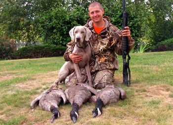Audi and Danny after a successful day out goose hunting. Audi was an excellent hunting partner making us all proud!
