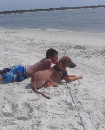 Jaeden and Sampson enjoying a day at the beach
