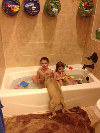 Fawn helping her kids with bathtime!
