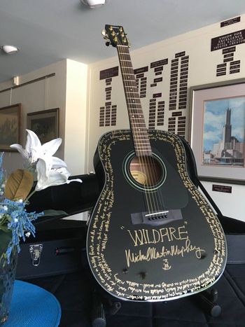 Autographed Michael Martin Murphey guitar with "Wildfire" lyrics
