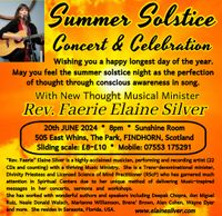 Findhorn Spiritual Community presents "Rev. Faerie" Elaine Silver in A Summer Solstice Concert, Sing-a-long and Ritual.