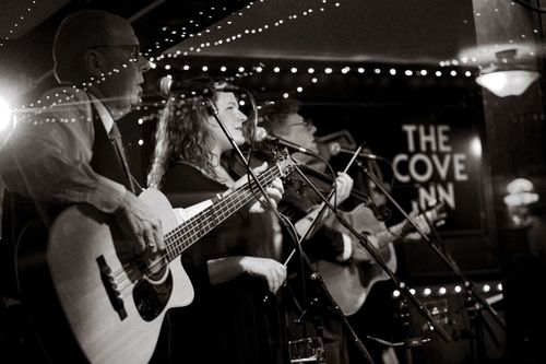 The band Seventh Town performing on stage during the Robbie Burns show at The Cove Inn in Westport, Ontario