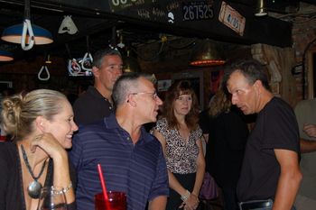 Dave taliking with friends Nancy, Grace and others between sets.
