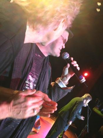 This is what I see during the encore of the Happy Together Tour show. Left to right: Gary Puckett, Micky Dolenz, Carl Giammarese and Howard Kaylan. Uh huh!!
