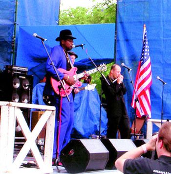 Al performing at the 2002 Chicago Blues Festival with Big Bill Morganfield (Muddy Waters' son) Photo: Harv Brindell

