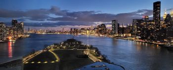Nighttime view from Roosevelt Island.
