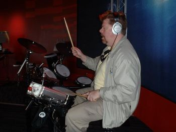Playing drums at the Grammy Museum in LA - 2012
