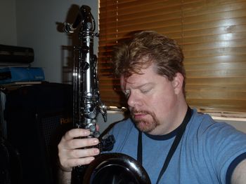 A pensive BG looking down the bell of my horn in 2010, Long Beach, CA
