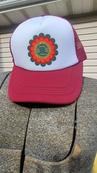 Retro Flower Burney Sister logo Trucker Hat