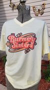 V Neck Retro Burney Sisters logo