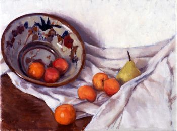 'Still Life with Apricots and Pear' Private Collection
