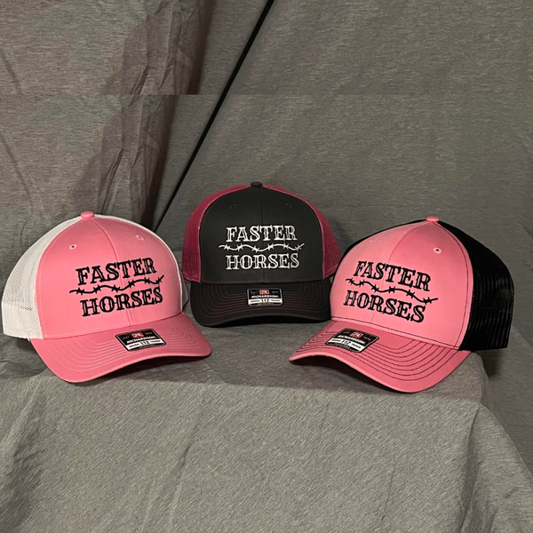 Pink Faster Horses Trucker Hats