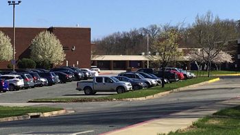 Parking lot in front of school
