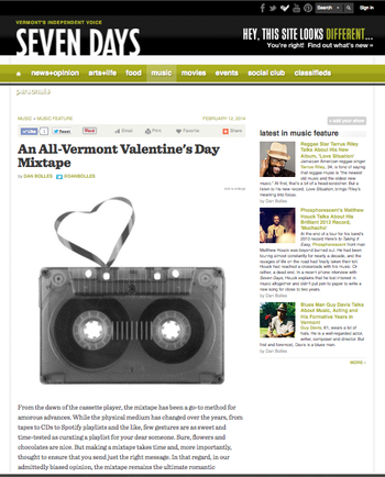 An All-Vermont Valentine's Day Mixtape
by Dan Bolles
