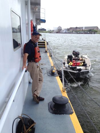 Ralph Hughes alongside the "Red Rover"
