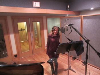 Hayley Rocks getting ready to lay down her vocal tracks.

