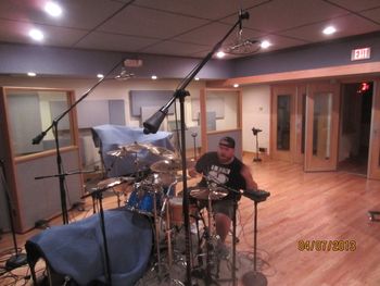 Jorge getting ready to rock the drums. He played drums to 3 songs this day. He rocks!
