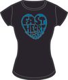 Fast Heart Mart turquoise and black t-shirt (ladies)