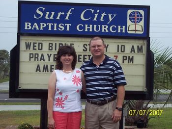Travis and Michelle posing just before singing at Surf City Baptist Church.
