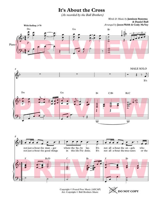 It's About the Cross SHEET MUSIC (digital download)