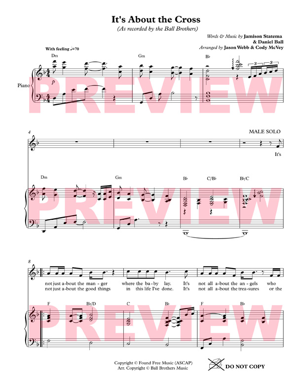 Its About The Cross Sheet Music Download The Ball Brothers