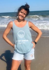 "New Day Dawning" Denim Blue/White Tank