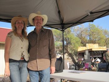 Meeting fans and selling CDs after performing at the Tecopa Art & Music Festival
