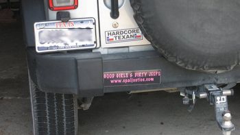 Lee Roy Garrett sporting the bumper sticker in Beaumont Texas!
