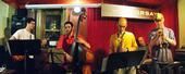 HALEOSCENE at Barbes. Rolf Langsjoen, Michael Attias, Matt Applebaum, Danny Fisher.Photo by Scott Friedlander
