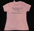 Romans Road women's pink shirt with Eph 6:16 on back