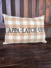 Tan and Cream Checkered APPA-LATCH-UH Pillow 