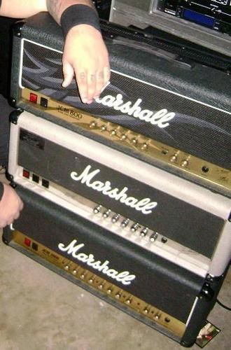 All my Marshall Heads. (Top to Bottom: JCM800 2203KK, 2555 Jubilee, and DSL 100)
